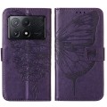 For Xiaomi Redmi K70E Embossed Butterfly Leather Phone Case(Dark Purple)