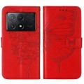 For Xiaomi Redmi K70E Embossed Butterfly Leather Phone Case(Red)