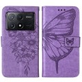 For Xiaomi Poco X6 Pro Embossed Butterfly Leather Phone Case(Dark Purple)