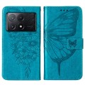 For Xiaomi Poco X6 Pro Embossed Butterfly Leather Phone Case(Blue)