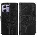 For Xiaomi Poco M6 Pro 4G Embossed Butterfly Leather Phone Case(Black)