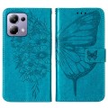 For Xiaomi Poco M6 Pro 4G Embossed Butterfly Leather Phone Case(Blue)