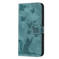 For Honor 90 Pro 5G Butterfly Cat Embossing Flip Leather Phone Case(Wathet)