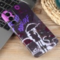For Samsung Galaxy S23 Ultra 5G Painted Pattern Precise Hole PC Phone Case(Black Purple Umbrella Boy