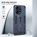 For Tecno Spark 10 Variety Brave Armor Finger Loop Holder Phone Case(Blue)