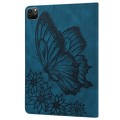 For iPad Pro 12.9 2022 / 2021 / 2020 Big Butterfly Embossed Leather Tablet Case(Blue)