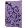 For iPad Pro 12.9 2022 / 2021 / 2020 Big Butterfly Embossed Leather Tablet Case(Purple)