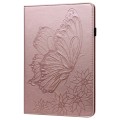 For iPad Pro 12.9 2022 / 2021 / 2020 Big Butterfly Embossed Leather Tablet Case(Rose Gold)