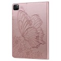 For iPad Pro 12.9 2022 / 2021 / 2020 Big Butterfly Embossed Leather Tablet Case(Rose Gold)