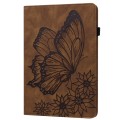 For iPad Pro 12.9 2022 / 2021 / 2020 Big Butterfly Embossed Leather Tablet Case(Brown)