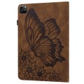 For iPad Pro 12.9 2022 / 2021 / 2020 Big Butterfly Embossed Leather Tablet Case(Brown)