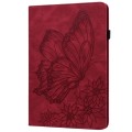 For iPad Pro 12.9 2022 / 2021 / 2020 Big Butterfly Embossed Leather Tablet Case(Red)