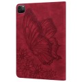 For iPad Pro 12.9 2022 / 2021 / 2020 Big Butterfly Embossed Leather Tablet Case(Red)