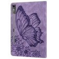 For Lenovo Tab P12 / Xiaoxin Pad Pro 12.7 Big Butterfly Embossed Leather Tablet Case(Purple)