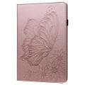For Lenovo Tab P12 / Xiaoxin Pad Pro 12.7 Big Butterfly Embossed Leather Tablet Case(Rose Gold)