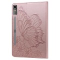 For Lenovo Tab P12 / Xiaoxin Pad Pro 12.7 Big Butterfly Embossed Leather Tablet Case(Rose Gold)