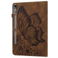 For Lenovo Tab P12 / Xiaoxin Pad Pro 12.7 Big Butterfly Embossed Leather Tablet Case(Brown)