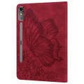 For Lenovo Tab P12 / Xiaoxin Pad Pro 12.7 Big Butterfly Embossed Leather Tablet Case(Red)