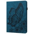 For Samsung Galaxy Tab S9 FE+ / S9+ / S8+ Big Butterfly Embossed Leather Tablet Case(Blue)