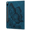 For Samsung Galaxy Tab S9 FE+ / S9+ / S8+ Big Butterfly Embossed Leather Tablet Case(Blue)