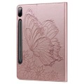 For Samsung Galaxy Tab S9 FE+ / S9+ / S8+ Big Butterfly Embossed Leather Tablet Case(Rose Gold)