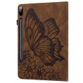 For Samsung Galaxy Tab S9 FE+ / S9+ / S8+ Big Butterfly Embossed Leather Tablet Case(Brown)