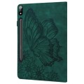 For Samsung Galaxy Tab S9 Ultra / S8 Ultra Big Butterfly Embossed Leather Tablet Case(Green)