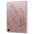 For Amazon Fire HD 10 2023 Big Butterfly Embossed Leather Tablet Case(Rose Gold)