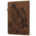 For Amazon Fire HD 10 2023 Big Butterfly Embossed Leather Tablet Case(Brown)