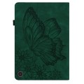 For Amazon Fire Max 11 2023 Big Butterfly Embossed Leather Tablet Case(Green)