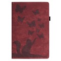 For iPad Pro 12.9 2022 / 2021 / 2020 Butterfly Cat Embossing Leather Tablet Case(Red)