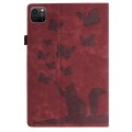 For iPad Pro 12.9 2022 / 2021 / 2020 Butterfly Cat Embossing Leather Tablet Case(Red)