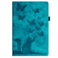 For iPad Pro 12.9 2022 / 2021 / 2020 Butterfly Cat Embossing Leather Tablet Case(Sky Blue)