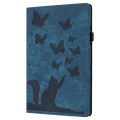 For iPad Air 11 2024 / Pro 11 2021 / 2020 Butterfly Cat Embossing Leather Tablet Case(Dark Blue)