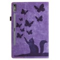 For Lenovo Tab P12 / Xiaoxin Pad Pro 12.7 Butterfly Cat Embossing Leather Tablet Case(Purple)