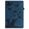 For Lenovo Tab P12 / Xiaoxin Pad Pro 12.7 Butterfly Cat Embossing Leather Tablet Case(Dark Blue)