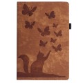 For Lenovo Tab P12 / Xiaoxin Pad Pro 12.7 Butterfly Cat Embossing Leather Tablet Case(Brown)