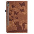 For Lenovo Tab P12 / Xiaoxin Pad Pro 12.7 Butterfly Cat Embossing Leather Tablet Case(Brown)