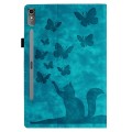 For Lenovo Tab P12 / Xiaoxin Pad Pro 12.7 Butterfly Cat Embossing Leather Tablet Case(Sky Blue)