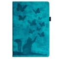 For Samsung Galaxy Tab S9 Ultra / S8 Ultra Butterfly Cat Embossing Leather Tablet Case(Sky Blue)