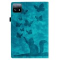 For Xiaomi Pad 6 Max 14 2023 Butterfly Cat Embossing Leather Tablet Case(Sky Blue)