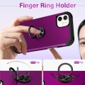 For iPhone 12 / 12 Pro L2 Rotating Ring Holder Magnetic Phone Case(Dark Purple)