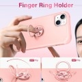 For iPhone 14 Plus L2 Rotating Ring Holder Magnetic Phone Case(Rose Gold)