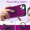 For iPhone 15 L2 Rotating Ring Holder Magnetic Phone Case(Dark Purple)