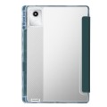 For Lenovo Tab M11 /Xiaoxin Pad 11 2024 Clear Acrylic 3-Fold Leather Tablet Case(Deep Green)