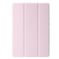 For Lenovo Tab M11 /Xiaoxin Pad 11 2024 Clear Acrylic 3-Fold Leather Tablet Case(Pink)