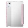 For Lenovo Tab M11 /Xiaoxin Pad 11 2024 Clear Acrylic 3-Fold Leather Tablet Case(Pink)