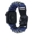 For Apple Watch SE 2023 44mm Dual-layer Braided Paracord Buckle Watch Band(Navy Army Green)