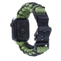 For Apple Watch SE 2023 44mm Dual-layer Braided Paracord Buckle Watch Band(Army Green Black)