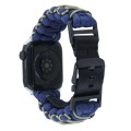 For Apple Watch Series 9 45mm Dual-layer Braided Paracord Buckle Watch Band(Navy Army Green)